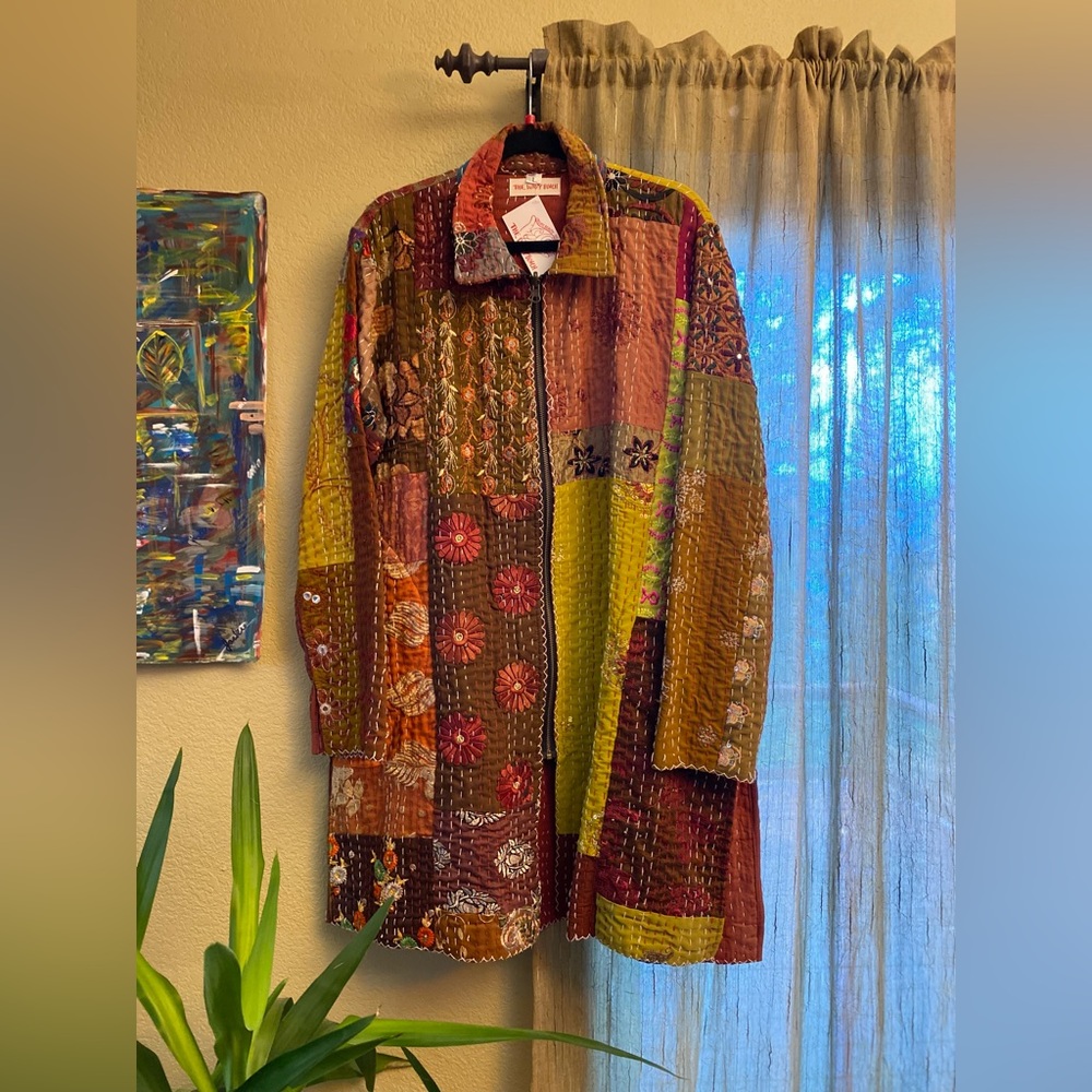 Funky Reversible Embroidered Patchwork Tapestry Jacket – One of a Kind – O/S
